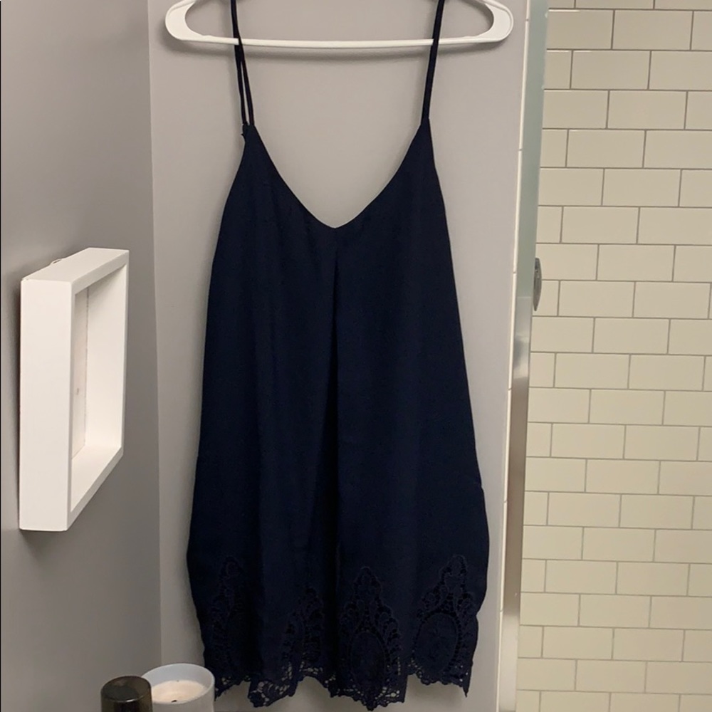 Navy dress with lace on bottom